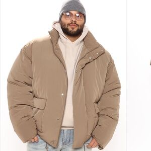 Fashion Nova Men's Beige Puffer Jacket